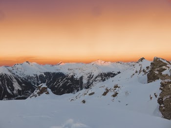 Mountain Covered With Snow during Sunset