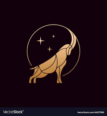 mountain goat silhouette at night logo design