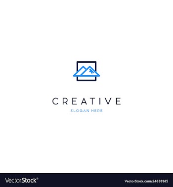 Mountain in square creative logo design vector image