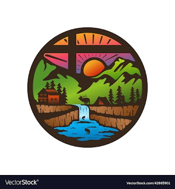 mountain landscape badge logo