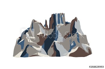 Mountain or crag isolated on white background
