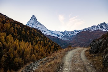 Mountain Path &amp; Snowy Peaks
