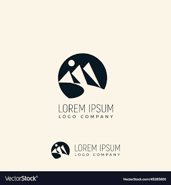 mountain peak and river logo design logo