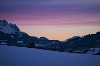 mountain range covered with snows