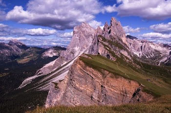 mountain range with cloudy sky
