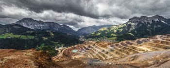 mountain range with terraces