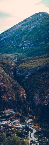 mountain range with wining road