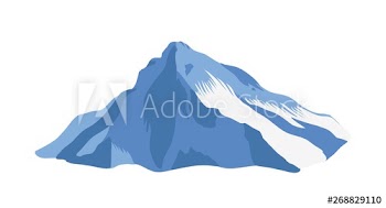 Mountain ridge with top or summit covered with ice isolated on white background