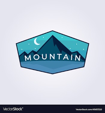 mountain river lake landscape logo badge