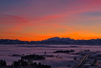 mountain silhouette during sunset