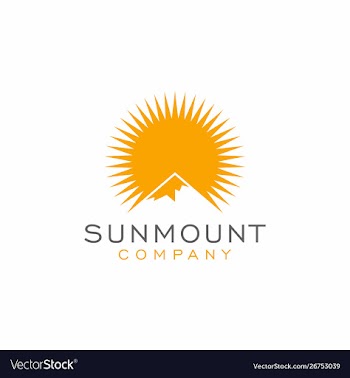 Mountain sun logo design inspiration vector image