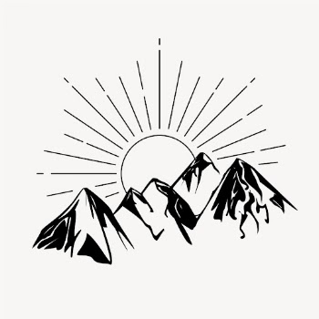 Mountain sunrise clipart, vintage nature | Free Vector Illustration - rawpixel