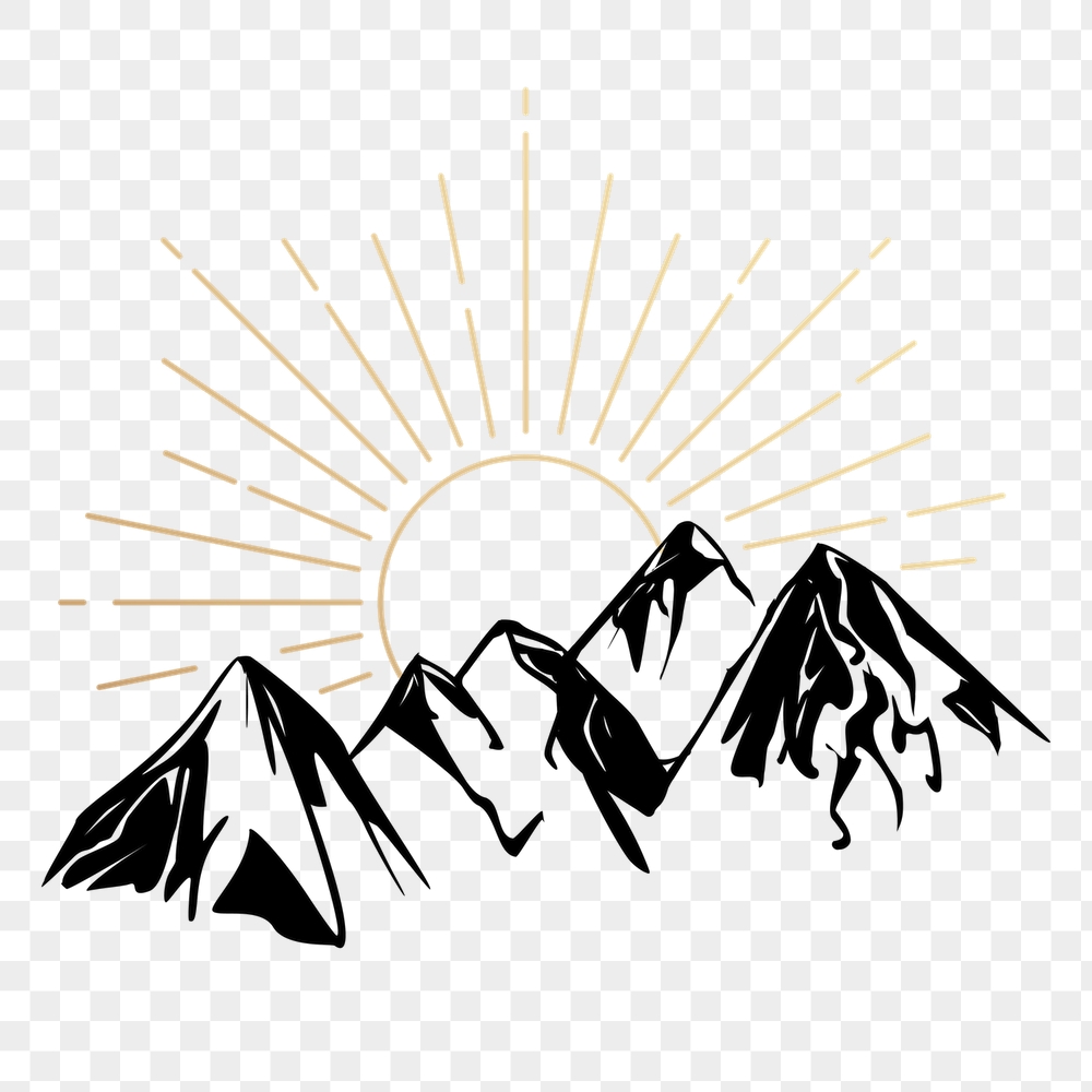 Mountain sunrise png sticker, vintage | Free PNG Illustration - rawpixel
