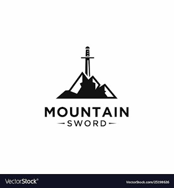 Mountain sword logo design vector image