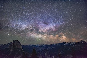 mountain under starry sky