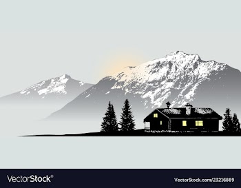  					Mountain view with the lonely house vector image														