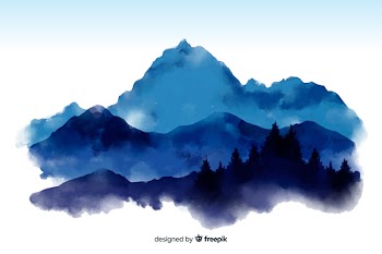 Mountain watercolor view background Free Vector