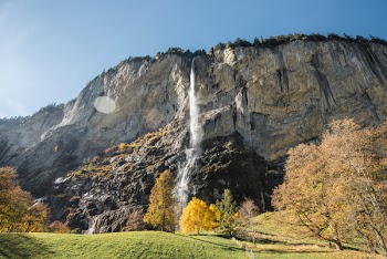 Mountain Waterfall &amp; Blue Sky