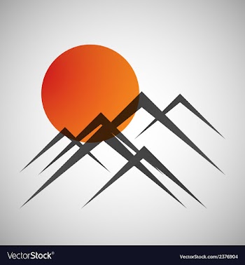 Mountains and sun icon vector image