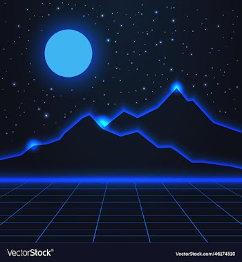 mountains landscape full moon and starry sky