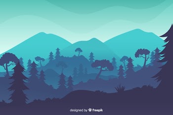 Mountains landscape with tropical forest in night Free Vector