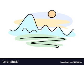 mountains sunset - on white