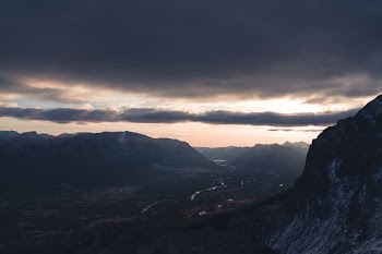 mountains under heavy clouds
