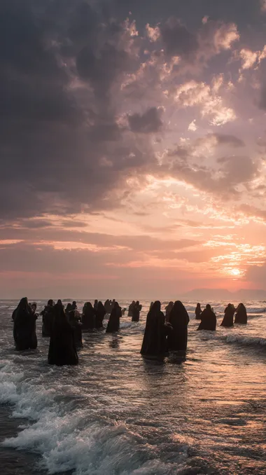 Mourning Ritual of Iranian Women at Sunset Mourning Ritual of Iranian Women at Sunset