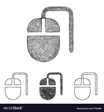 Mouse icon set - sketch line art vector image