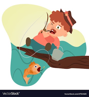 Moustache man on a tree fishing vector image