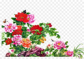 Moutan peony Mural Visual arts painting Wall - Hand-painted peony 