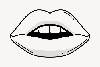 Mouth doodle clipart, cute black | Free PSD Illustration - rawpixel