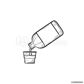 Mouth rinse with measuring cup hand drawn outline doodle icon