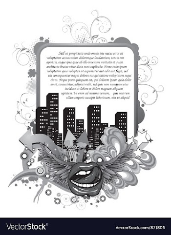 Mouth with city and floral vector image