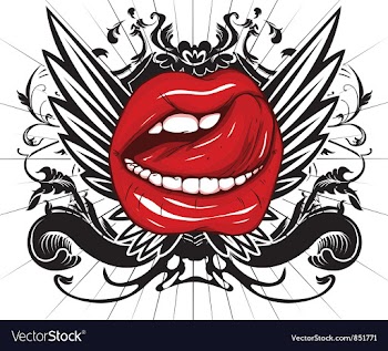 Mouth with floral and wings vector image