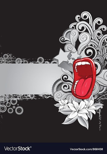 Mouth with floral background vector image