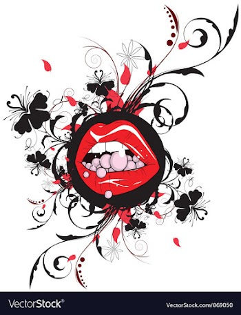 Mouth with floral vector image