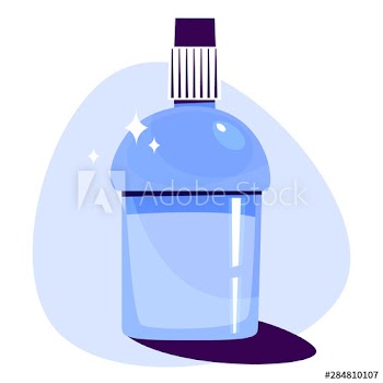 Mouthwash in a plastic bottle