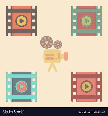 Movie frame collection in flat vector image