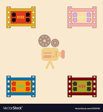 Movie frame collection in flat vector image