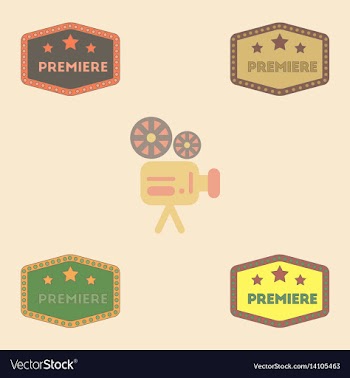 Movie label collection in flat vector image