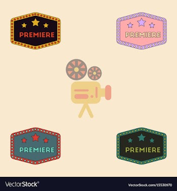 Movie label collection in flat vector image