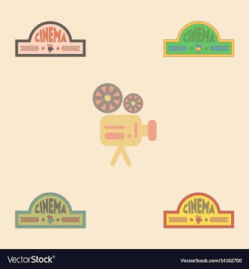 Movie sign collection in flat vector image