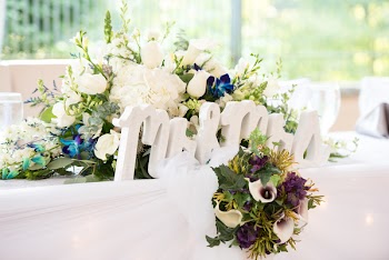 Mr &amp; Mrs. Freestanding Letters Surrounded by Flowers