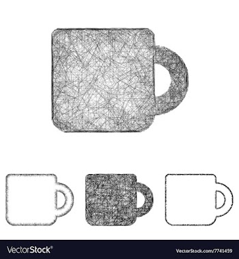 Mug icon set - sketch line art vector image