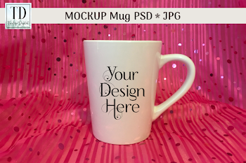 Mug Mockup for Valentine designs. Pink Background PSD & JPG