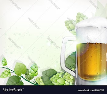 Mug of beer and hops branch vector image