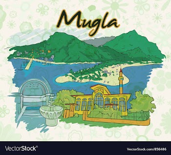 Mugla doodles with floral vector image