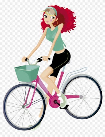 Mujer Pelirroja En Bicicleta - Fashion Girl Vector