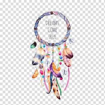 Multi-colored dreamcatcher, Wedding invitation Dreamcatcher Illustration, Hand-painted feathers transparent background PNG clipart